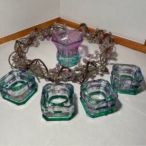 Mardi Gras Votive P7279 Four Tea Lights P7271 Dew Drop Beaded Candle Ring P7827